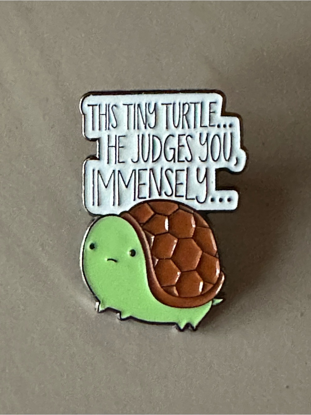 Green and Brown Tiny Turtle Enamel Pet Pin - Cute Turtle Design